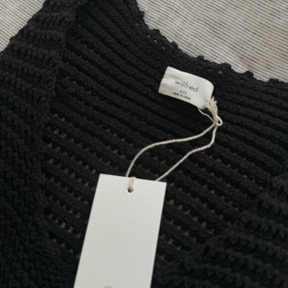 NWT Aritzia Wilfred Ephron Black Crochet Midi Dress - Picture 4 of 7